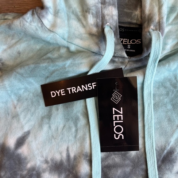 Zelos Women’s Hooded Sweatshirt Tie Dye Blue Gray Hoodie Size Small NWT Y2K - Picture 4 of 5